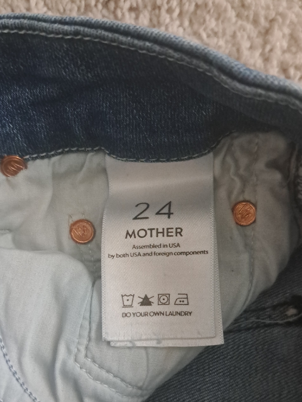 MOTHER Distressed Blue Skinny Jeans Size 24 - Picture 4 of 13